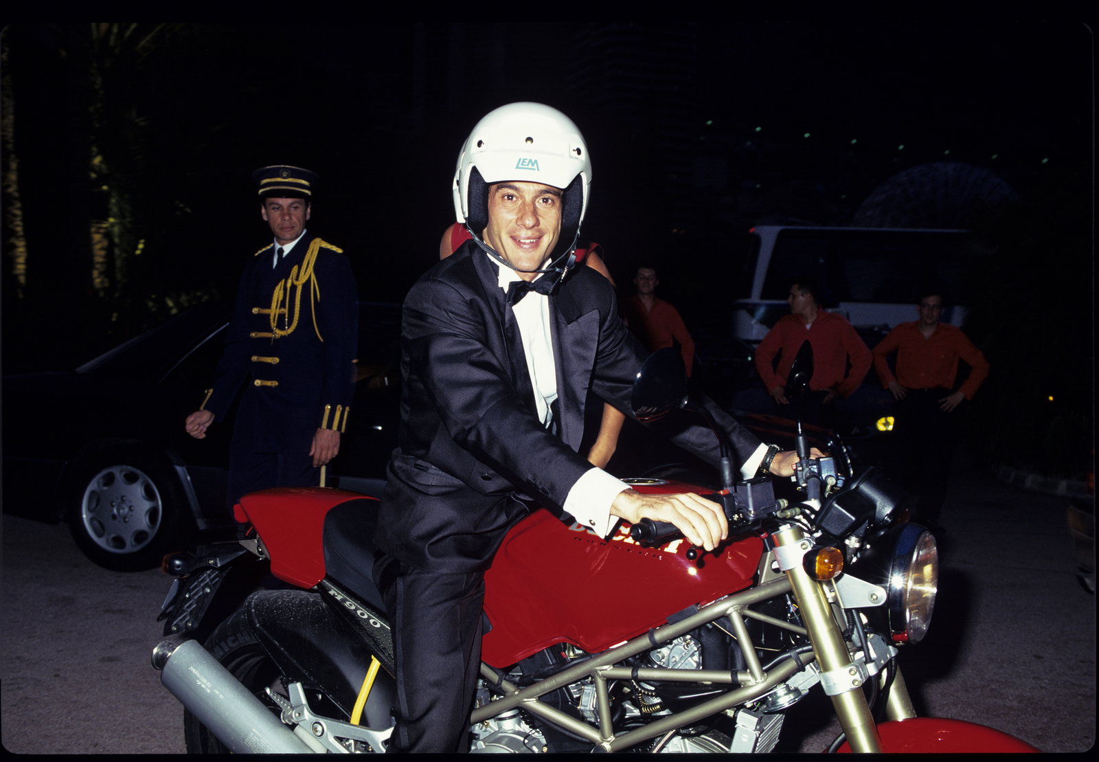 Ayrton Senna on his Monster 900 at the '93 Monaco GP Gala